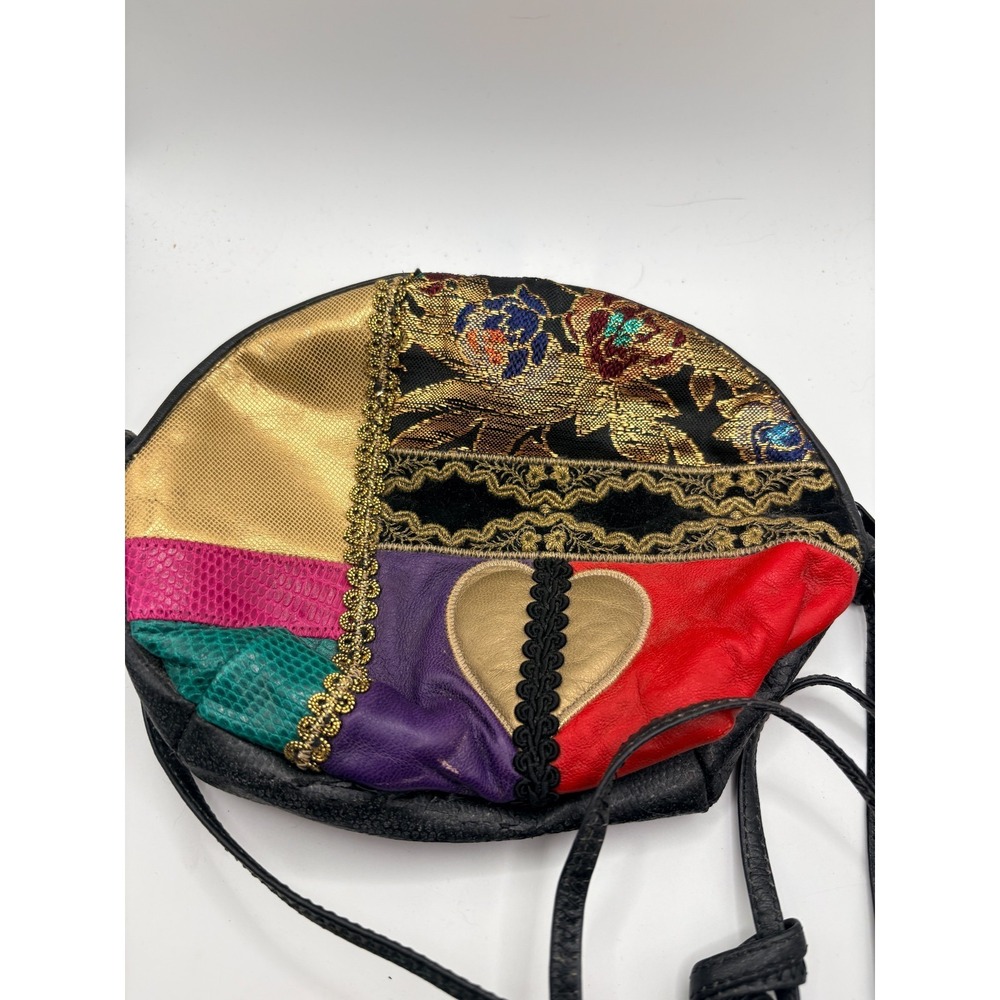 Vintage‎ Sharif Leather Patchwork Crossbody Bag Mixed Material